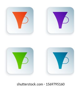 Color Funnel or filter icon isolated on white background. Set icons in square buttons. Vector Illustration