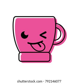 color funny coffee cup kawaii cartoon