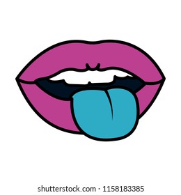 color funny mouth with teeth and tongue sign