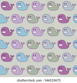 color funny vector seamless pattern with whales