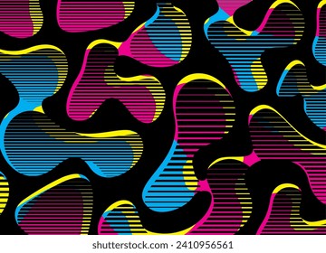 Color futuristic pattern. Liquid forms. Striped gradient. Vector neon background in minimalist style. Abstract hipster poster. halftone