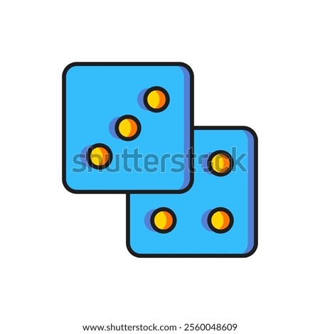 Color Game dice icon isolated on white background. Casino gambling. Flat filled outline style with shadow. Vector