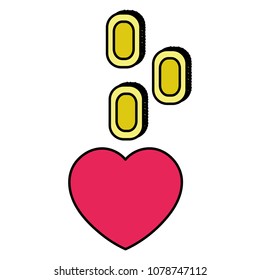 color game heart with coins to videogame console