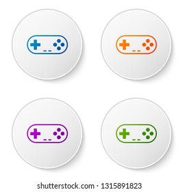 Color Gamepad icon isolated on white background. Game controller. Set color icon in circle buttons. Vector Illustration