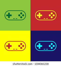 Color Gamepad icon isolated on color backgrounds. Game controller. Flat design. Vector Illustration
