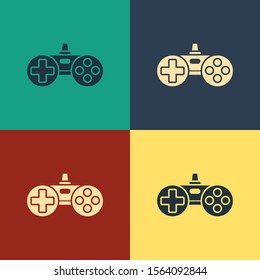 Color Gamepad icon isolated on color background. Game controller. Vintage style drawing. Vector Illustration