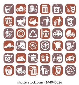 Color Garbage And Cleaning Icons Set Created For Mobile, Web And Applications.