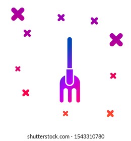 Color Garden rake icon isolated on white background. Tool for horticulture, agriculture, farming. Ground cultivator. Housekeeping equipment. Gradient random dynamic shapes. Vector Illustration