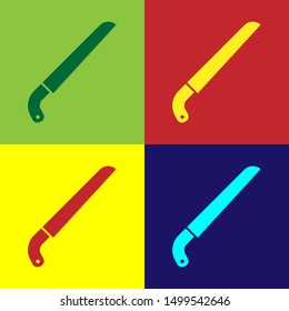 Color Garden saw icon isolated on color background.  Vector Illustration