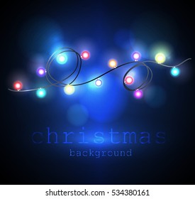 color garlands, festive decorations. Glowing christmas lights isolated on transparent background.