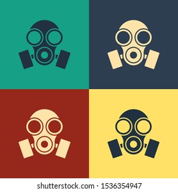 Color Gas mask icon isolated on color background. Respirator sign. Vintage style drawing. Vector Illustration