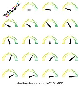 Color gauge with pointer , 19 different position of pointer needle 
