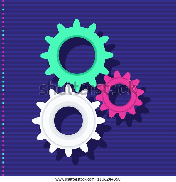 Color gear icon.Car gear\
and engine, wheel, machine and engineering for industrial\
machinery. Flat vector cartoon illustration. Objects isolated on a\
white background.