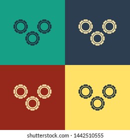 Color Gear icon isolated on color background. Cogwheel gear settings sign. Cog symbol. Vintage style drawing. Vector Illustration
