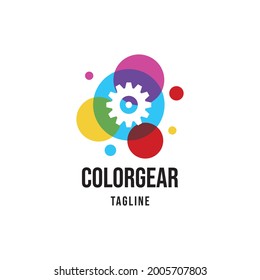 Color gear logo design illustration vector template