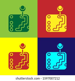 Color Gear shifter icon isolated on color background. Transmission icon.  Vector Illustration