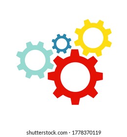 Color gears. Cogwheel icon flat picture vector eps10 graphic. Flat vector illustration.