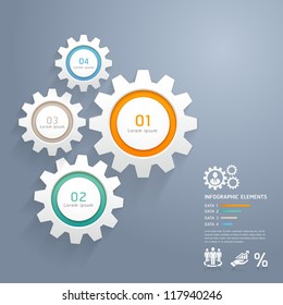 Color Gears Infographics Number Options Banner & Card. Vector illustration