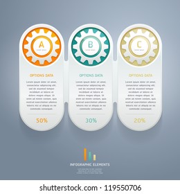 Color Gears Infographics Number Options Banner & Card. Vector illustration