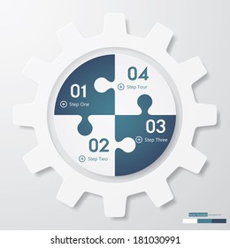 Color Gears Infographics Number Options Banner & Card. Vector illustration