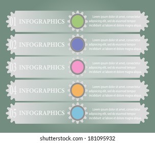 Color Gears Infographics Number Options . Vector illustration