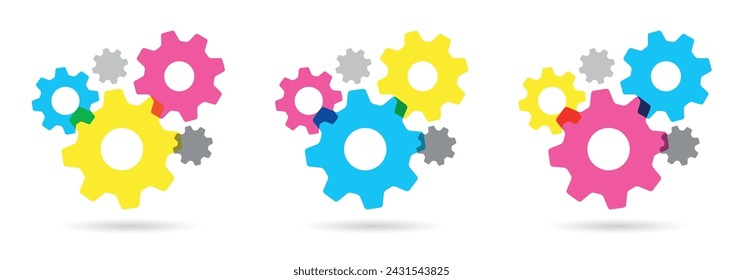 Color gears on white background