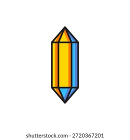 Icono de piedra de la gema del color aislado en el fondo blanco. Símbolo de joyería. Diamante. Estilo de contorno relleno plano con sombra. Vector