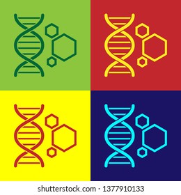 Color Genetic engineering icon isolated on color backgrounds. DNA analysis, genetics testing, cloning, paternity testing. Vector Illustration