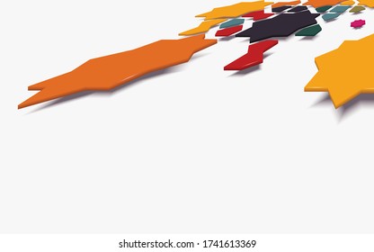 Color geometric abstract background, 3d isometric levitating art style can be used in cover or book design, cd cover, poster, flyer, advertising or website backgrounds