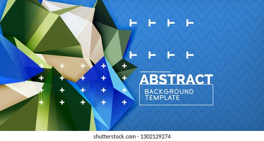 Farbgeometrischer abstrakter Hintergrund, minimales Abstraktionsdesign mit 3D-Mosaik-Form, Vektordesign des modernen Plakats