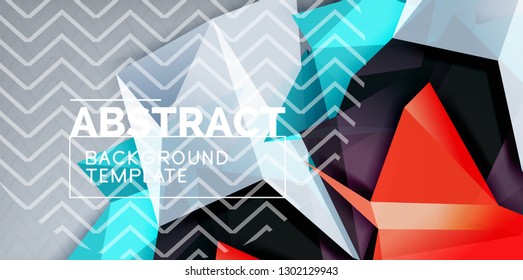 Color geometric abstract background, minimal abstraction design with mosaic style 3d shape, vector modern poster design