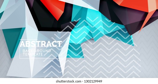 Color geometric abstract background, minimal abstraction design with mosaic style 3d shape, vector modern poster design