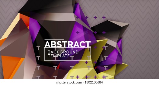 Color geometric abstract background, minimal abstraction design with mosaic style 3d shape, vector modern poster design