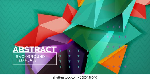 Color geometric abstract background, minimal abstraction design with mosaic style 3d shape, vector modern poster design