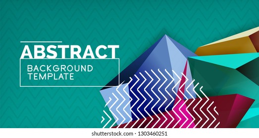 Color geometric abstract background, minimal abstraction design with mosaic style 3d shape, vector modern poster design