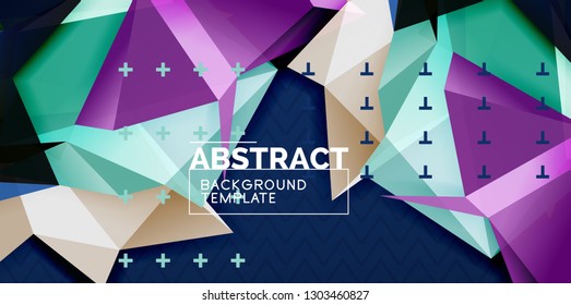 Fondo abstracto geométrico de color, diseño abstracto mínimo con forma 3d estilo mosaico, diseño de afiches modernos vectoriales