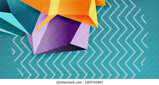 Fondo abstracto geométrico de color, diseño abstracto mínimo con forma 3d estilo mosaico, diseño de afiches modernos vectoriales