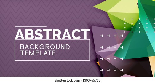 Color geometric abstract background, minimal abstraction design with mosaic style 3d shape, vector modern poster design