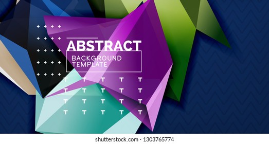 Color geometric abstract background, minimal abstraction design with mosaic style 3d shape, vector modern poster design