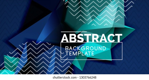 Fondo abstracto geométrico de color, diseño abstracto mínimo con forma 3d estilo mosaico, diseño de afiches modernos vectoriales