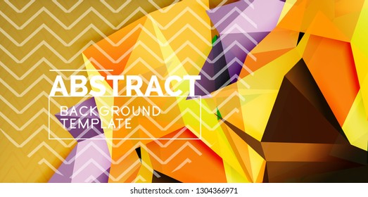 Color geometric abstract background, minimal abstraction design with mosaic style 3d shape, vector modern poster design