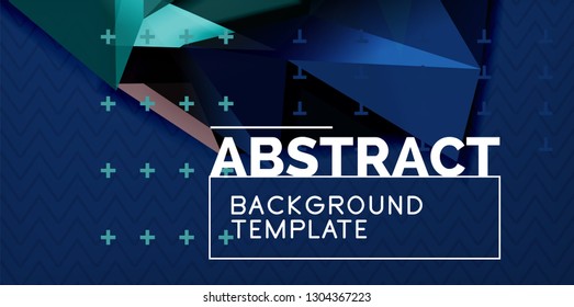 Color geometric abstract background, minimal abstraction design with mosaic style 3d shape, vector modern poster design