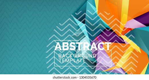 Color geometric abstract background, minimal abstraction design with mosaic style 3d shape, vector modern poster design
