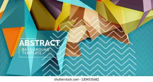 Fondo abstracto geométrico de color, diseño abstracto mínimo con forma 3d estilo mosaico, diseño de afiches modernos vectoriales