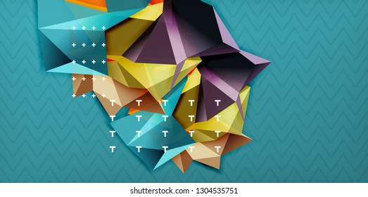 Farbgeometrischer abstrakter Hintergrund, minimales Abstraktionsdesign mit 3D-Mosaik-Form, Vektordesign des modernen Plakats