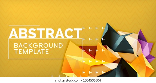 Color geometric abstract background, minimal abstraction design with mosaic style 3d shape, vector modern poster design