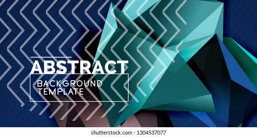 Color geometric abstract background, minimal abstraction design with mosaic style 3d shape, vector modern poster design