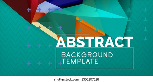 Color geometric abstract background, minimal abstraction design with mosaic style 3d shape, vector modern poster design