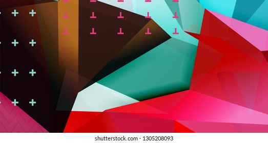 Farbgeometrischer abstrakter Hintergrund, minimales Abstraktionsdesign mit 3D-Mosaik-Form, Vektordesign des modernen Plakats
