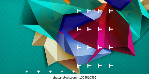 Fondo abstracto geométrico de color, diseño abstracto mínimo con forma 3d estilo mosaico, diseño de afiches modernos vectoriales